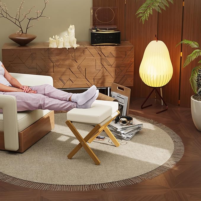 BAMBOOHOMIE Foldable Foot Stool Ottoman, Modern Foot Rest - Image 7
