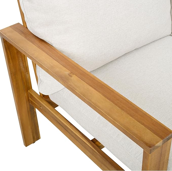 Christopher Knight Home Kayahs 5 Pieces Acacia Wood Furniture Set, Patio - Image 14