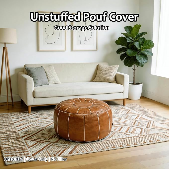 Thgonwid Unstuffed Moroccan Storage Pouf Foot Stool Ottoman Seat, No Filler - Image 4