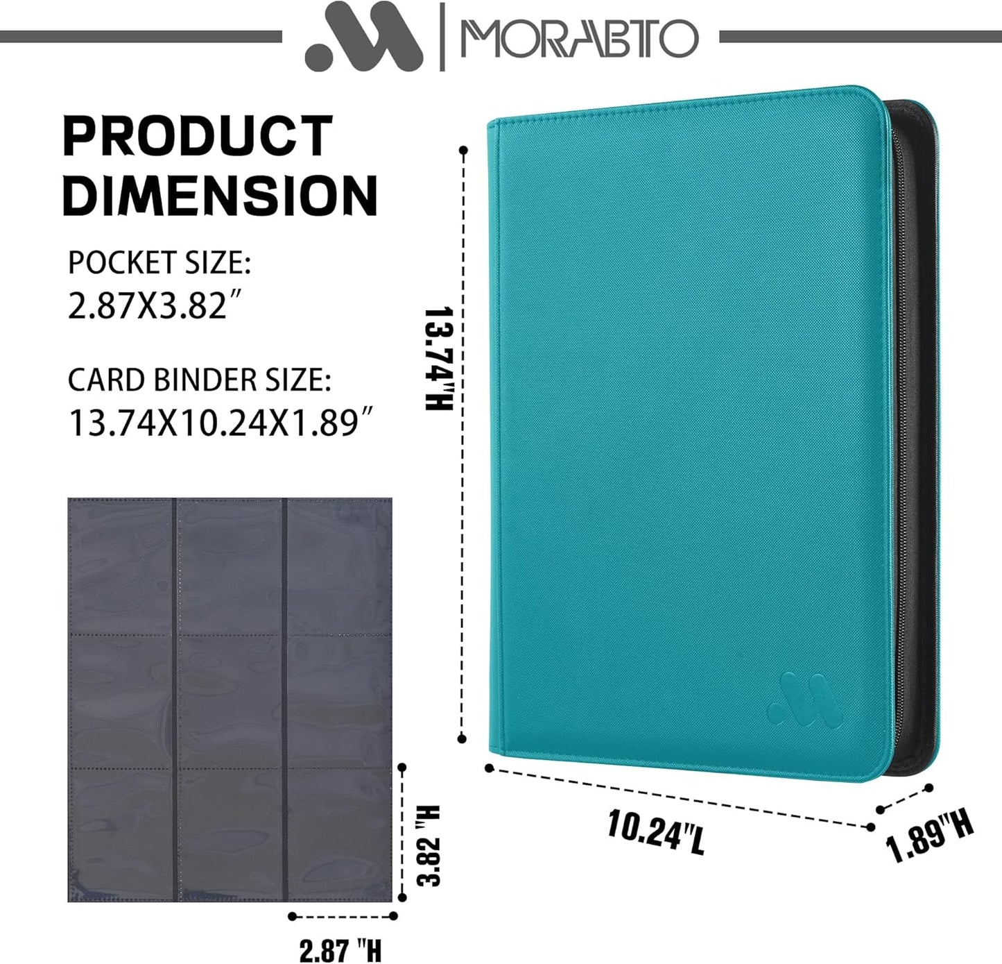 Card Binder 9 Pocket,Trading Card Binder Holds up to 360 Cards with 20 Sleeves,Zipper Card Holder Album Compatible with TCG Card/Game Cards/Sports Card