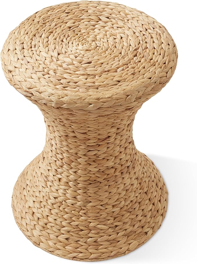 Casafield Hourglass Side Table, Water Hyacinth Round End Table, Boho Woven - Image 5