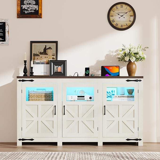 64" Large LED Farmhouse TV Stand - Image 7