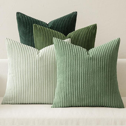MIULEE Boho Farmhouse Sage Green Throw Pillow Covers 18x18 Inch Set of 4 by MIULEE