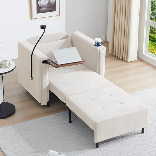 LEVNARY 3-in-1 Convertible Chair Pull Out Bed, Single Sofa Chair Sleeper by LEVNARY