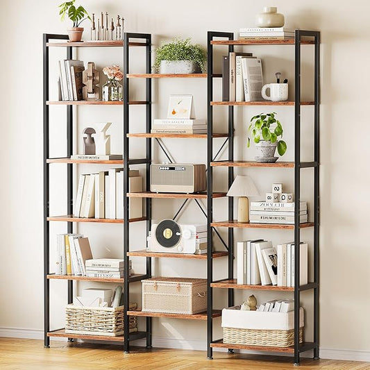 Casaottima Triple 6 Tier Bookshelf, Large Bookcase by Casaottima