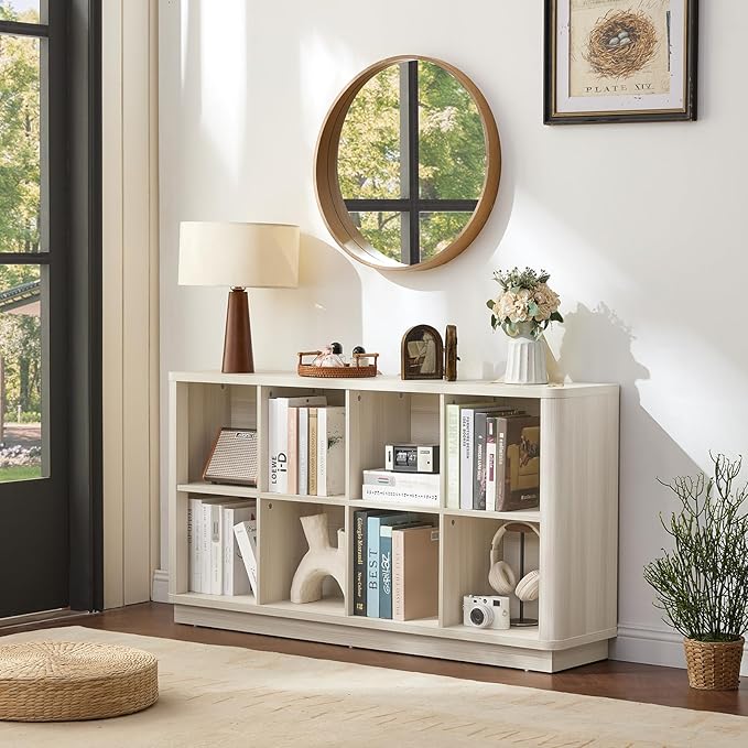 Joaxswe 8 Cube Storage Bookcase, Wood Low 2-Tier Cubby Console Bookshelf - Image 9