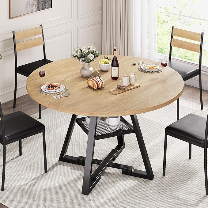 Jocoevol Round Dining Table, Kitchen Dining Room Circle Dinner Pedestal Table by JOCOEVOL