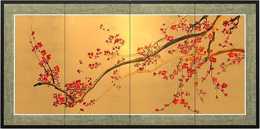 Oriental Furniture Plum Tree on Gold Leaf by RedLantern