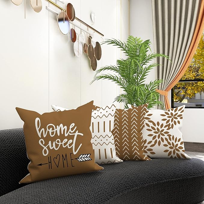 YCOLL Pillow Covers 16x16 Set of 4, Modern Sofa Throw Pillow Cover, Decorative - Image 2