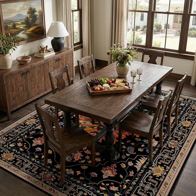 RELEANY Area Rugs 6'x8' Washable Non-Slip, Floral Vintage Distress Print - Image 3