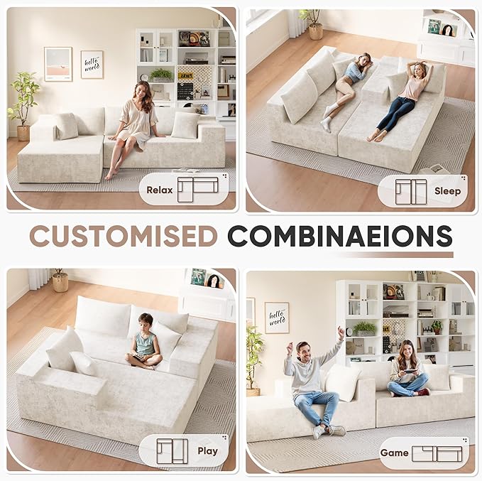 Homall 108" Modular Sectional Sofa, Boneless Couch - Image 8