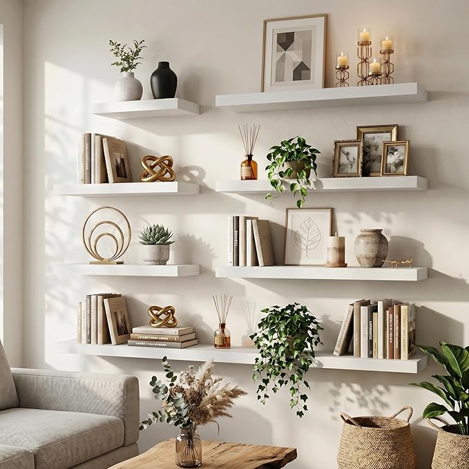 FLYJOE Floating Shelves for Wall, 72 Inch Floating Shelves Set of 2, Kitchen - Image 3
