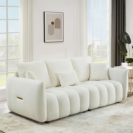 Antetek 78" Modern Sofa Couch, Comfy Deep Seat Teddy Cloud Sofa, Upholstered by Antetek