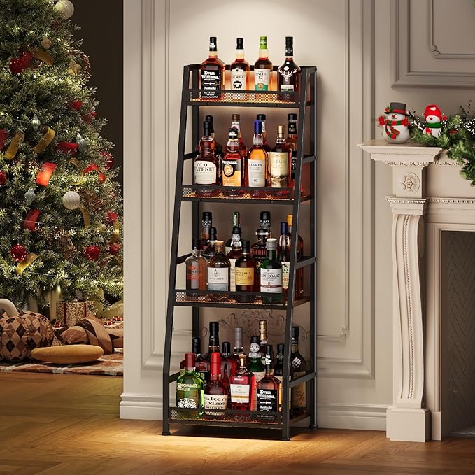 4-Tier Trapezoid Liquor Stand for Home Bar, Stepped Wine Rack Freestanding - Image 6
