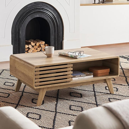 mopio Ensley Coffee Table with Storage, Mid Century Modern, Farmhouse Wood by MopioInc