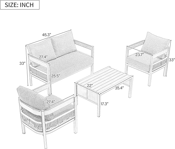4-Pieces Outdoor Patio Sofa Set - Image 3