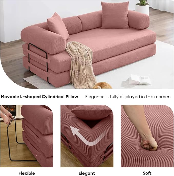 ZEIINPA 78.5 Inch Convertible Sleeper Sofa Bed, 5 in-1 Boneless Floor Couch Bed - Image 6