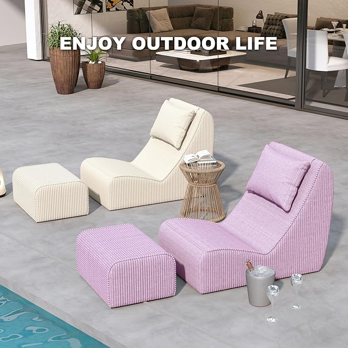 Giant Bean Bag Chair for Adults, Corduroy Chaise Lounge - Image 6