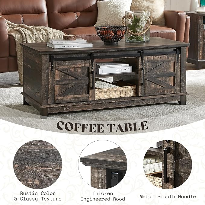 AMERLIFE Farmhouse 4-Piece Living Room Set, Entryway Console - Image 7