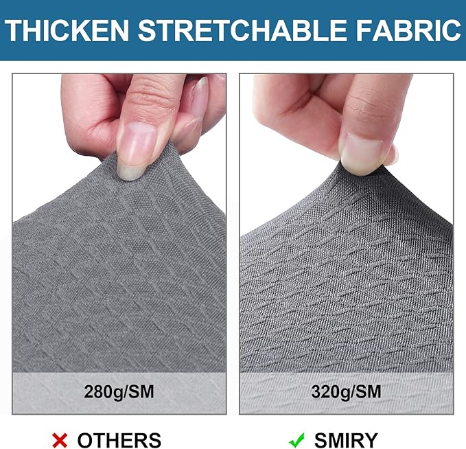 Smiry Waterproof Seat Covers for Dining Room Chairs Set of 2, Stretch Jacquard - Image 4