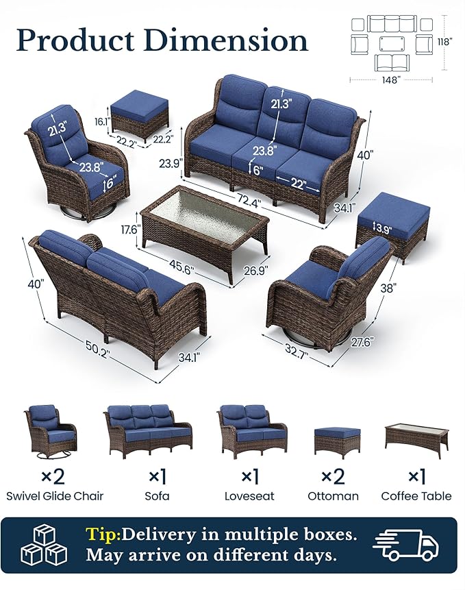HILLGA Luxury High Back Patio Furniture Set - Image 2