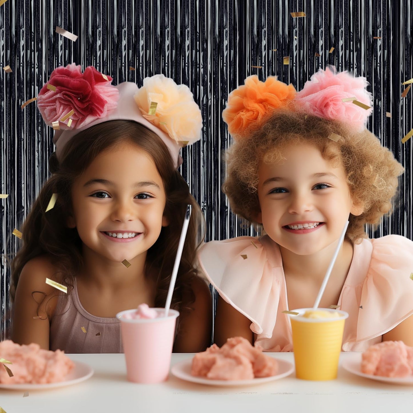 3 Pack Foil Fringe Backdrop - Laser Black Shiny Tinsel Curtains for Party Decoration/Photo Booth Props - 3.3x8.2 FT Metallic Foil Backdrop for Birthday, Wedding, Graduation, Christmas.