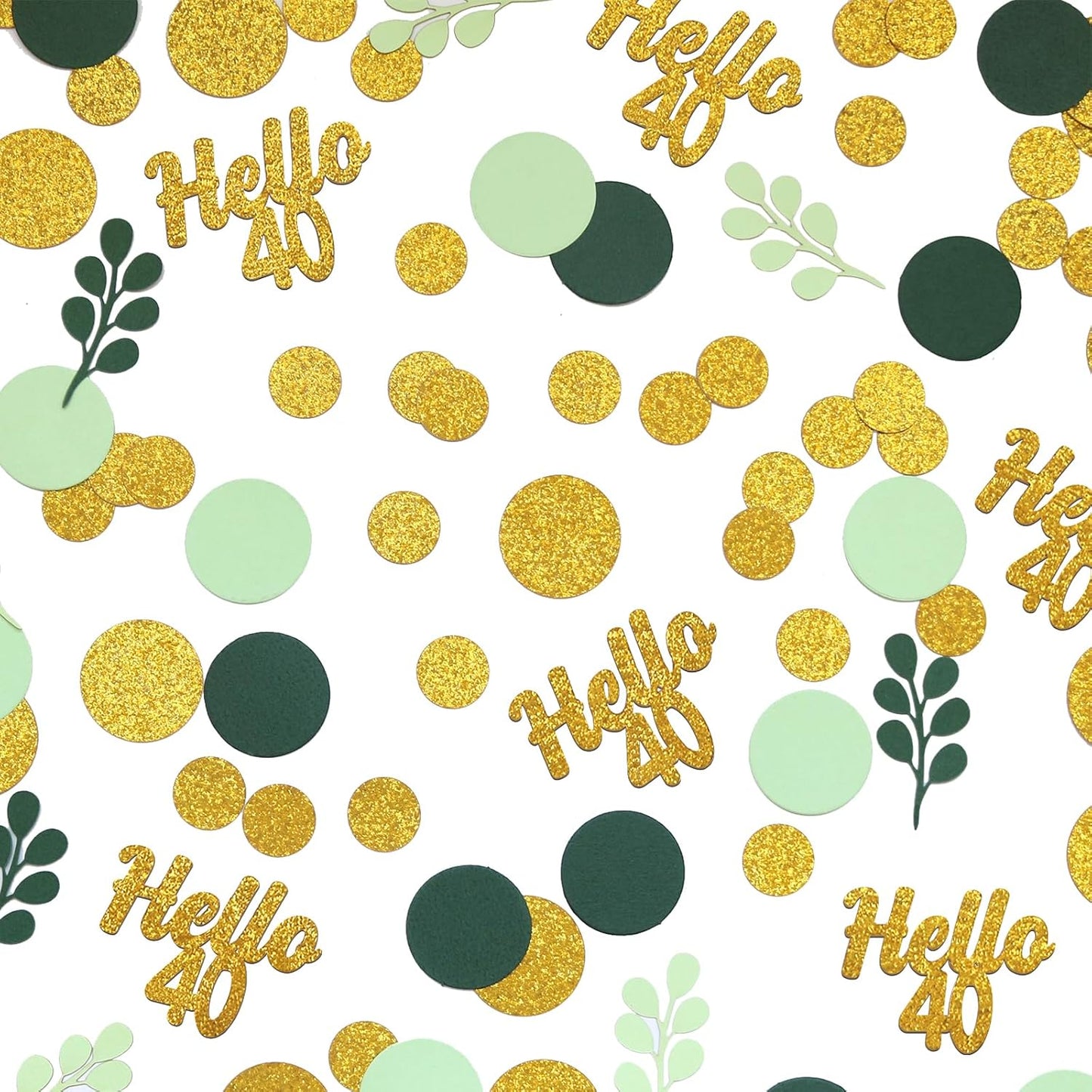 300PC Gold Glitter and Sage Green Happy 40th Birthday Decorations for Men/Women Greenery 40th Birthday Confetti for Table Forty Party Decor Supplies