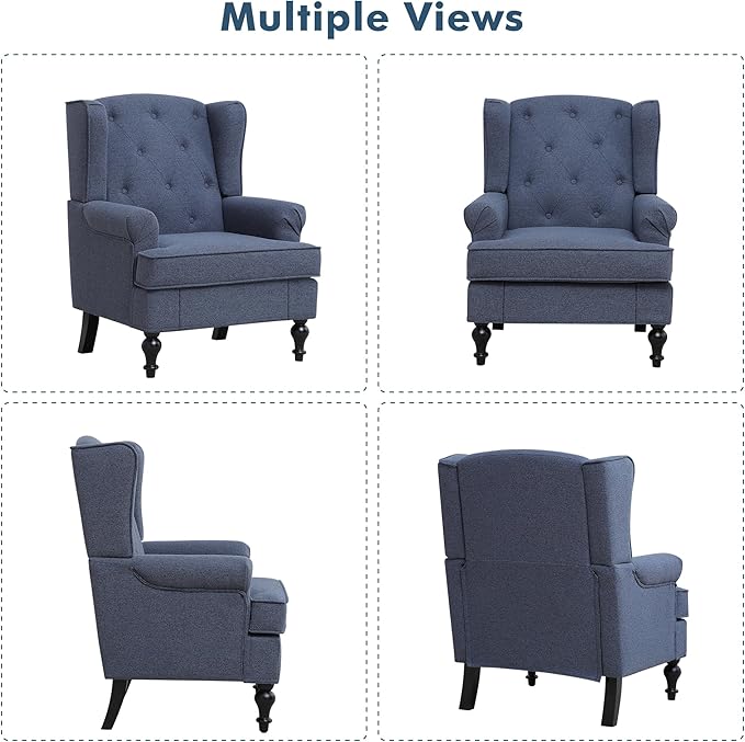 Accent Chair for Living Room, Mid Century Modern Upholstered Armchair, Wingback - Image 9