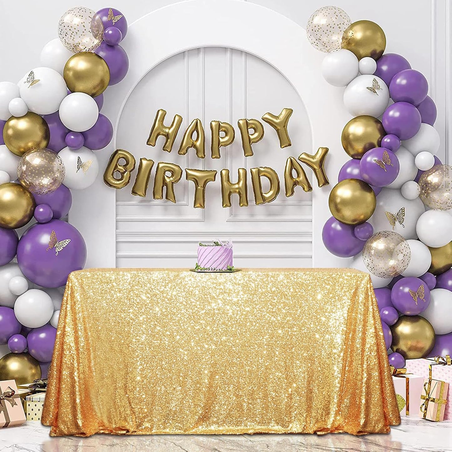 SquarePie Sequin Tablecloth 60 x 120 Inch Gold Sparkly Table Linen for Wedding Party