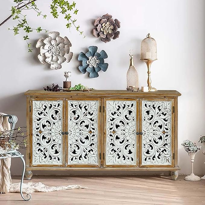 LKTART 60" Vintage Sideboard Buffet Cabinet, French Country Sideboard, by LKTART