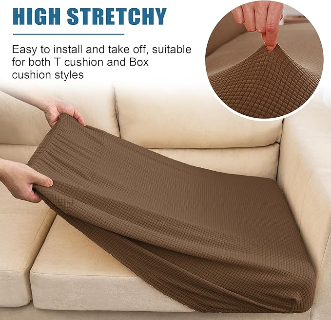 Water Repellent Couch Cushion Cover 3 Pieces Sofa Seat Cushion Covers, Stretch - Image 6