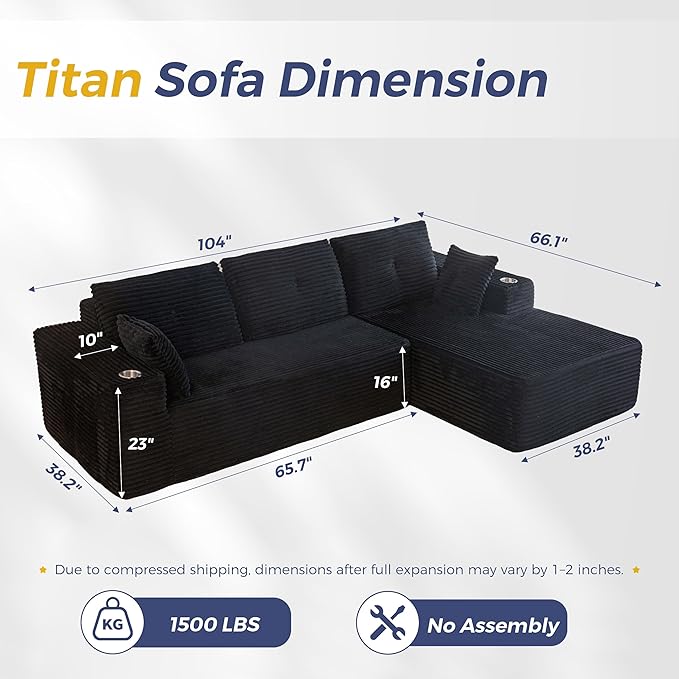 MAXYOYO 104" Modular Sectional Couch - Image 2