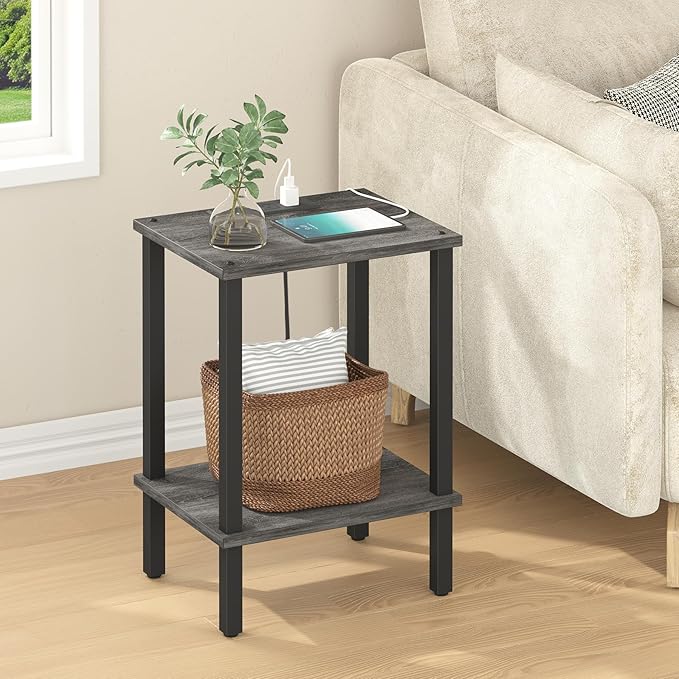 TUTOTAK End Table with Charging Station, Small Side Table with Outlets - Image 2