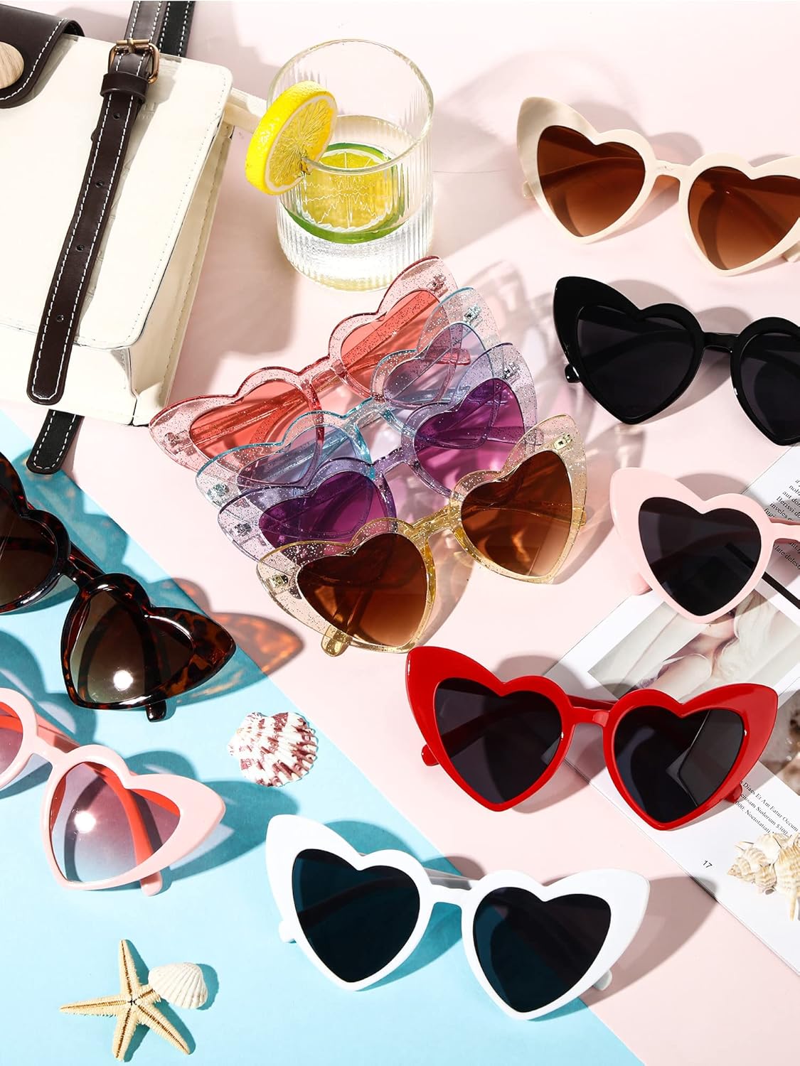 Flutesan 12 Pack Bachelorette Sunglasses Bride Bridesmaid Heart Shaped Sunglasses Women Eyeglasses for Party