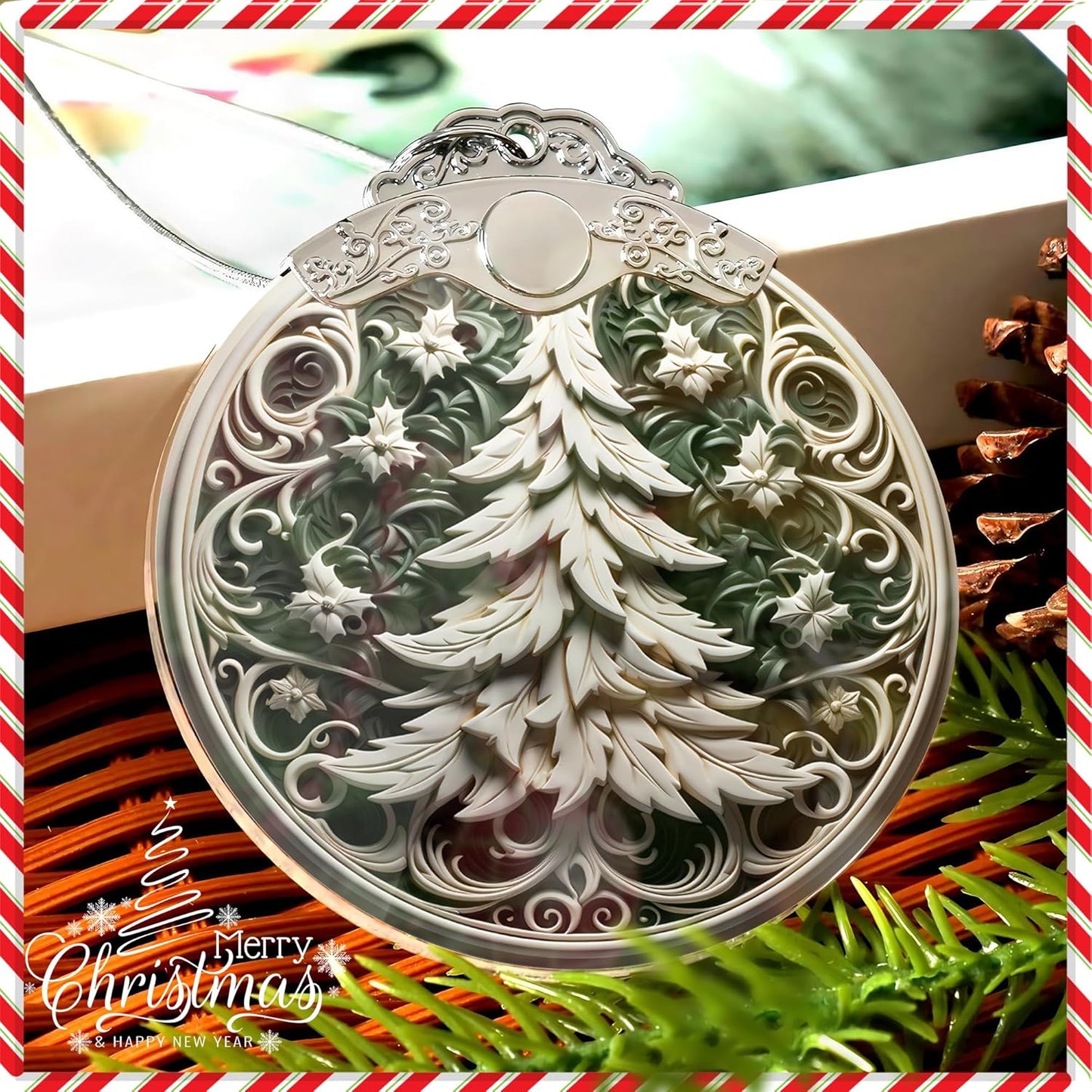Christmas Ornament 2025, Acrylic Tree Ornament, Unique Christmas Decor, Holiday Ornaments for Tree or Car, Snow Scene Display, Gag Gifts Funny Adult, Christmas Decorations