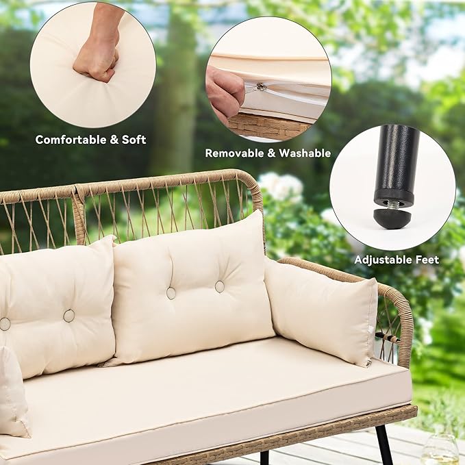 YITAHOME 2-Piece Patio Furniture Wicker Outdoor Loveseat, All-Weather Rattan - Image 5