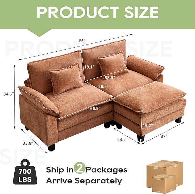 Oprisen 86" Modular Sectional Sofa, Comfy Cloud Couch Sectional Sofa - Image 7