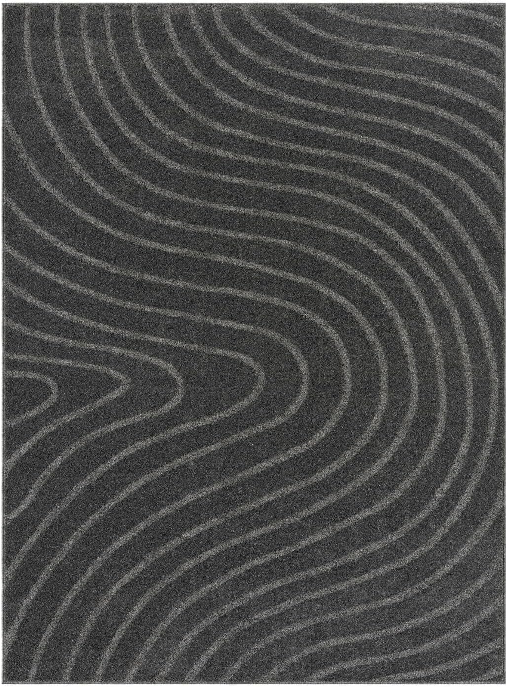 LUXE WEAVERS Modern Geometric Wave Anthracite 2x3 Area Rug