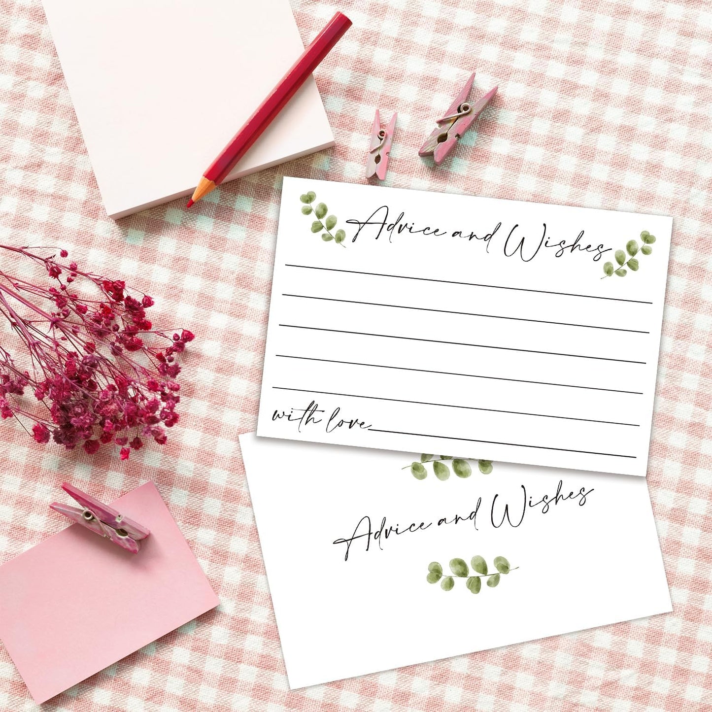 Advice and Wishes Cards, Double-sided Blank Cards Suitable for Wedding Reception, Bridal Showers, Mr and Mrs, Baby Shower, Graduation with Minimalist Design, Pack of 25-02