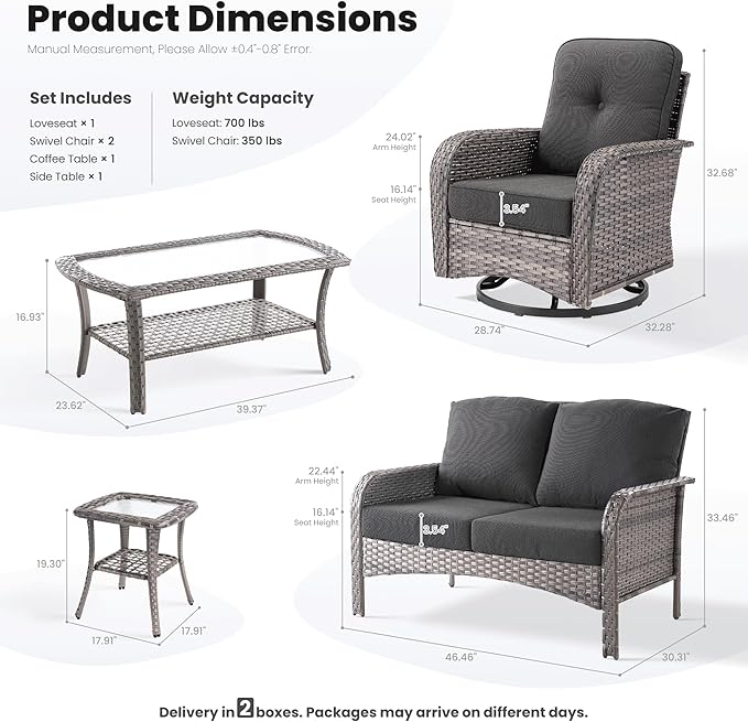 ovios 5-Piece Patio Furniture Set, Outdoor Wicker Sofa - Image 9