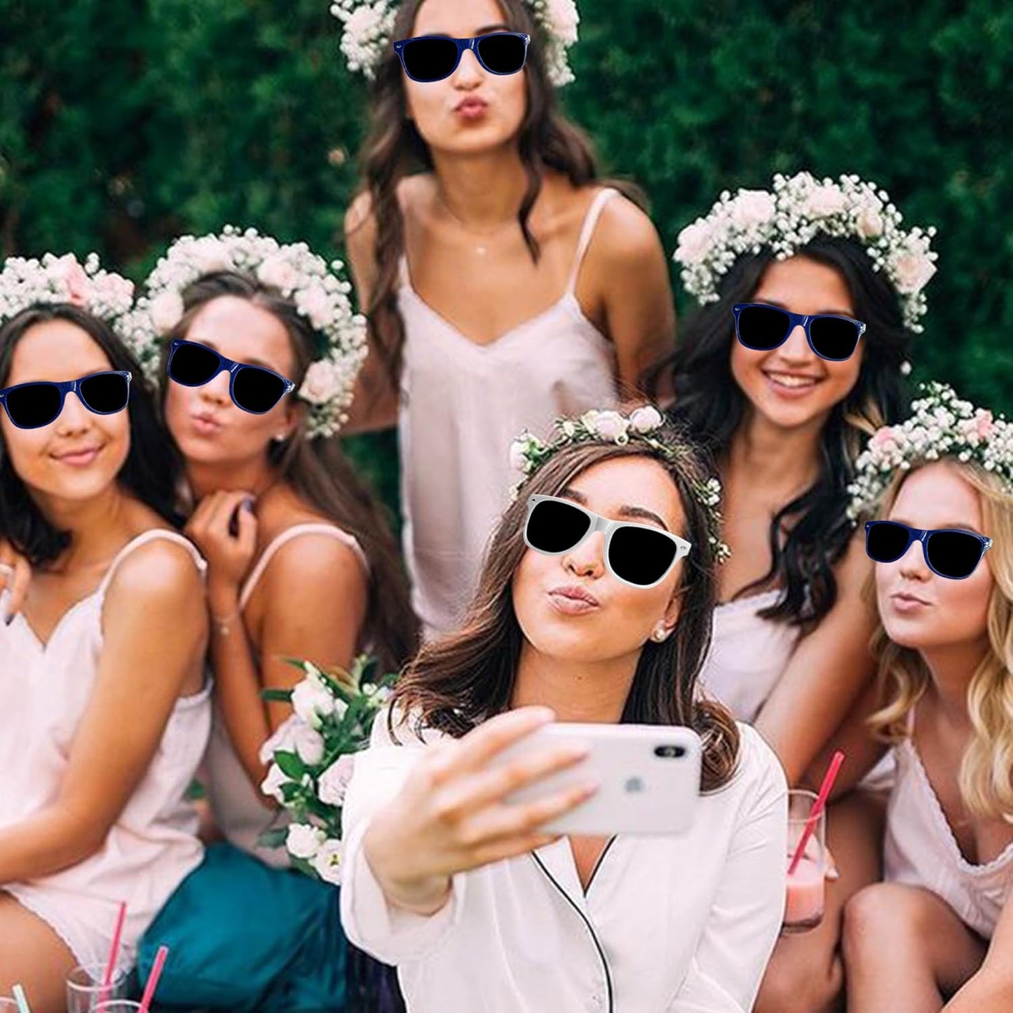 LADY&HOME 10 Pack Bachelorette Party Sunglasses Favors, Bridesmaid and Bride Tribe Sunglasses for Bridal Party, Bridal Shower(Navy)