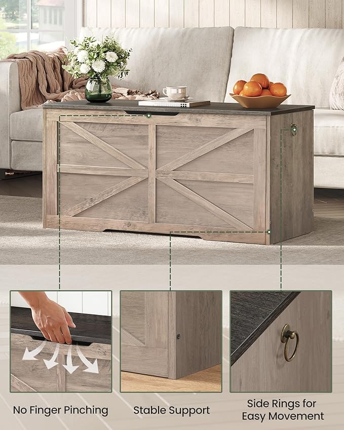 CHOEZON Storage Chest, 39.4" Wooden Storage Trunk, Retro Storage Bench - Image 6