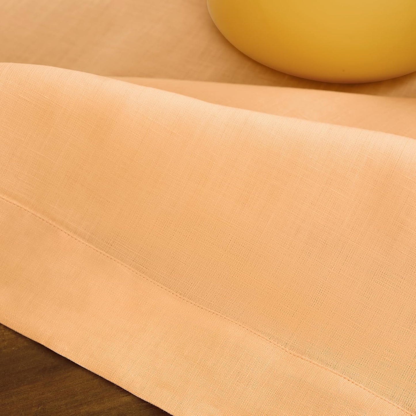 Solino Home Linen Tablecloth for Rectangle Tables 60 x 90 Inch - 100% Pure Linen Peach Table Cloth - Fete, Machine Washable Cloth Tablecloth
