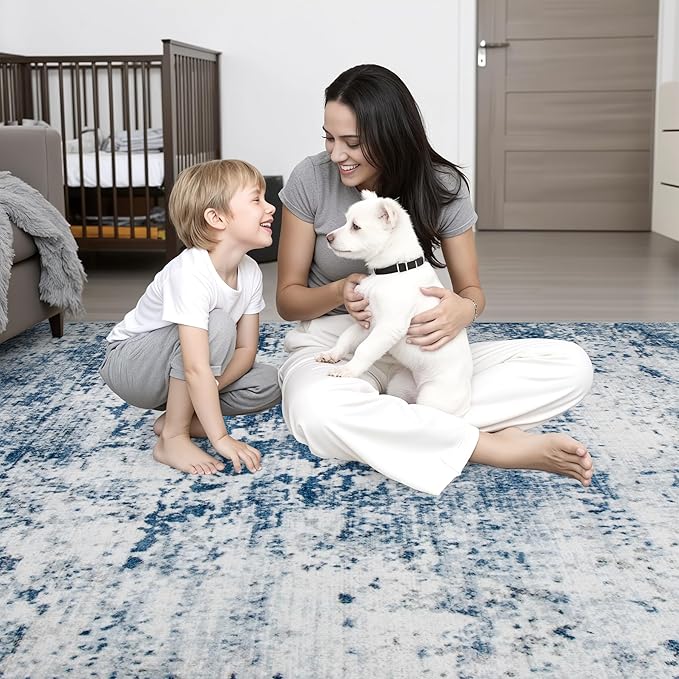 6x6 Area Rug Living Room Rug: Washable Modern Abstract Soft Thin Rug Indoor - Image 8