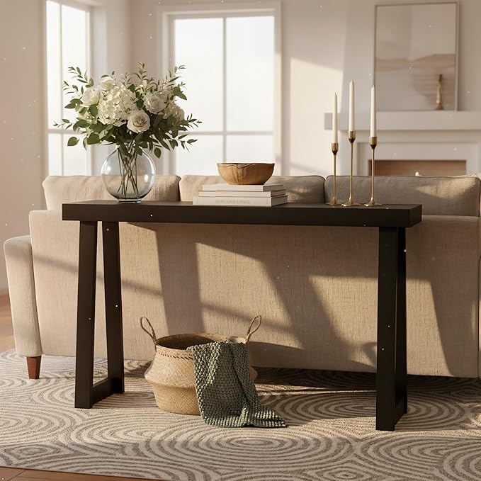 Plank+Beam Solid Wood Console Table, 56 Inch, Sofa Table, Narrow Entryway Table - Image 3