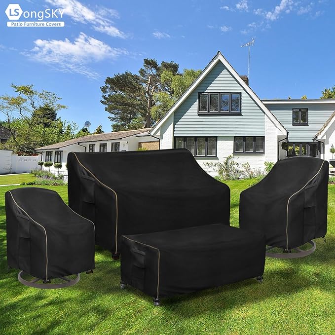 Patio Furniture Covers 4 Piece Set, 600D Heavy Duty Outdoor Furniture Covers - Image 7
