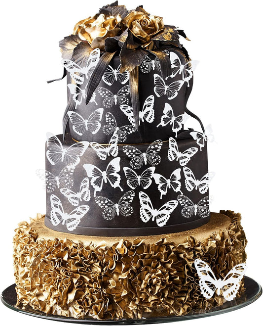 Gyufise 36Pcs Butterfly Cupcake Toppers - Lively PVC Art 3D Cake Decorations for Baby Shower, Wedding Anniversary, Kids Birthday Party Supplies - White Transparent Color