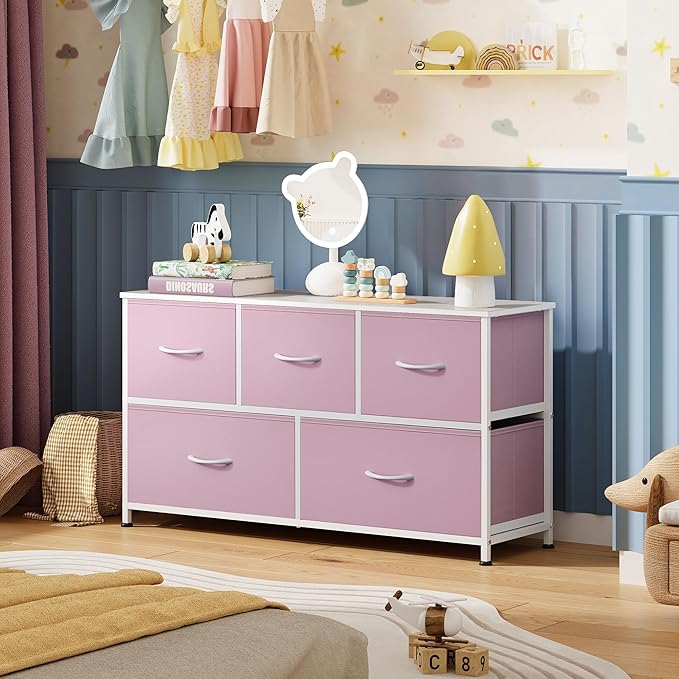 WLIVE Dresser for Bedroom with 5 Drawers, Wide Chest of Drawers, Fabric Dresser - Image 8