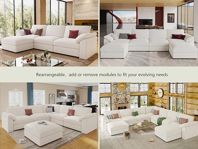EASE MOOSE Oversized U Shape Sectional Modular Sofa, Wide Deep seat Sectional - Image 7