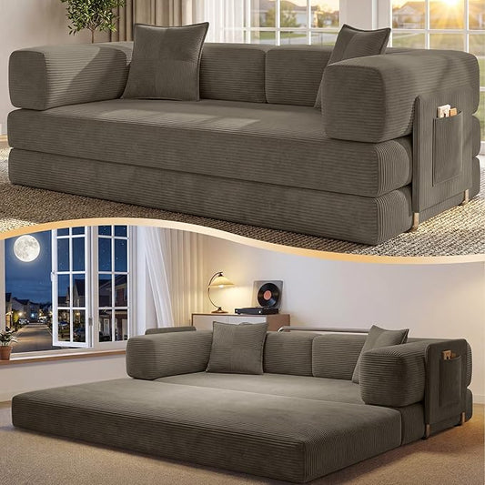 78.8" Convertible Futon Sofa Bed, Corduroy Futon Couch by CUBENTE